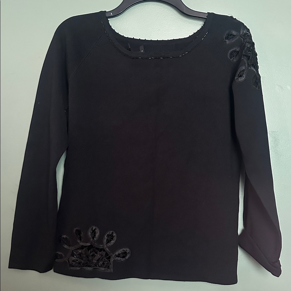MICHELLE NICOLE women’s Black Beaded embroidered Sweater Size XL romantic fairy